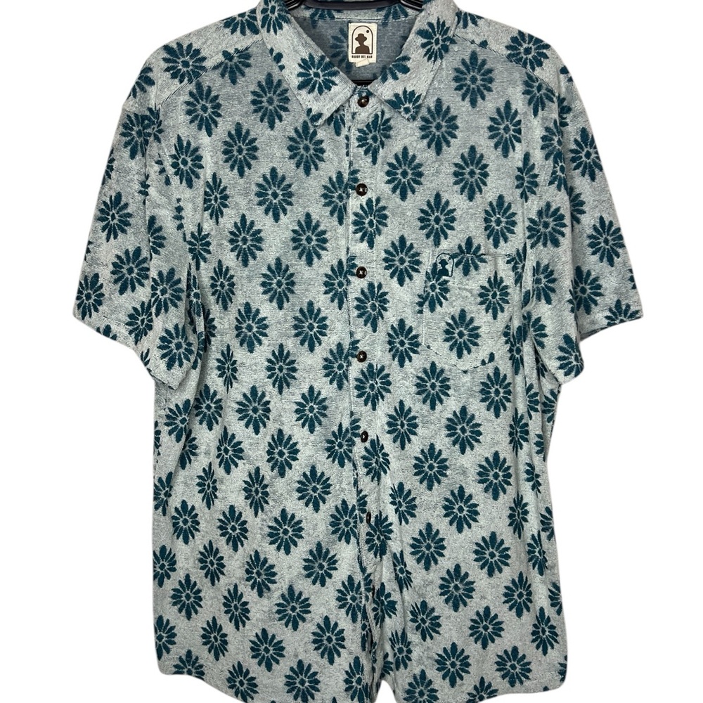 Terry cloth Floral Casual Button Down Shirt